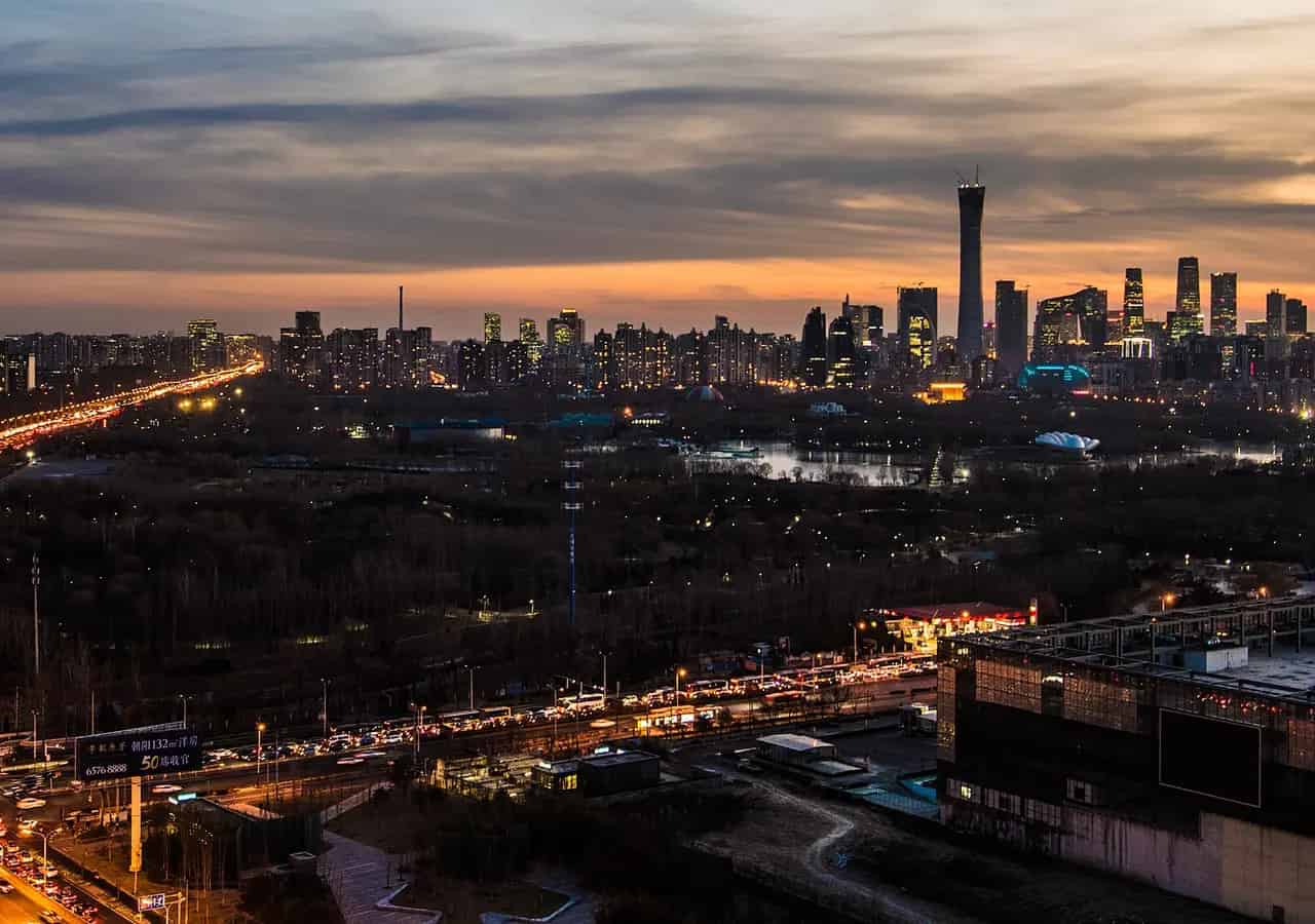 City skyline in Beijing. Location context only; this is not a portrait of Mingchen Ma.