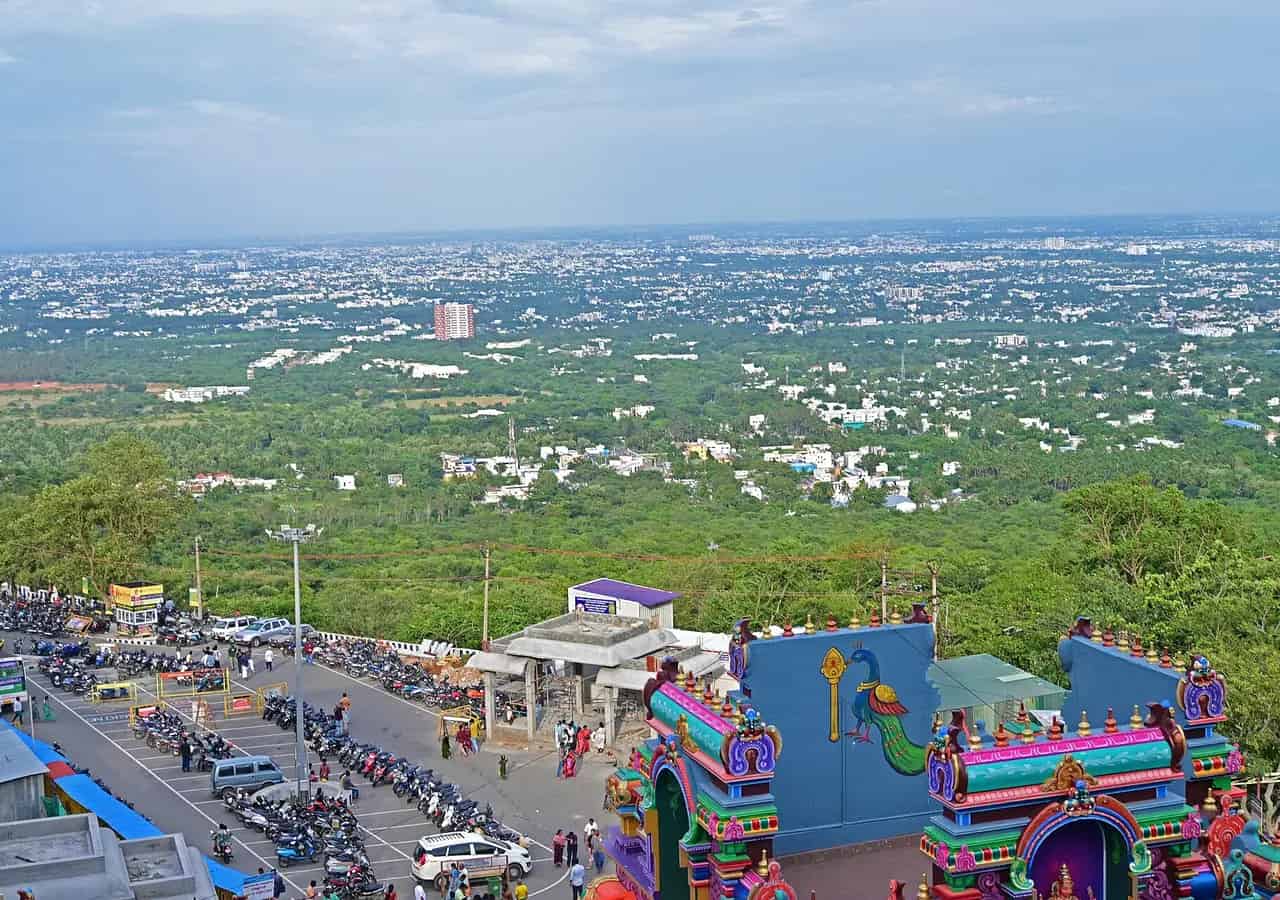 Panoramic view of Coimbatore. Location context only; this is not a photograph of Isha Yoga Center.