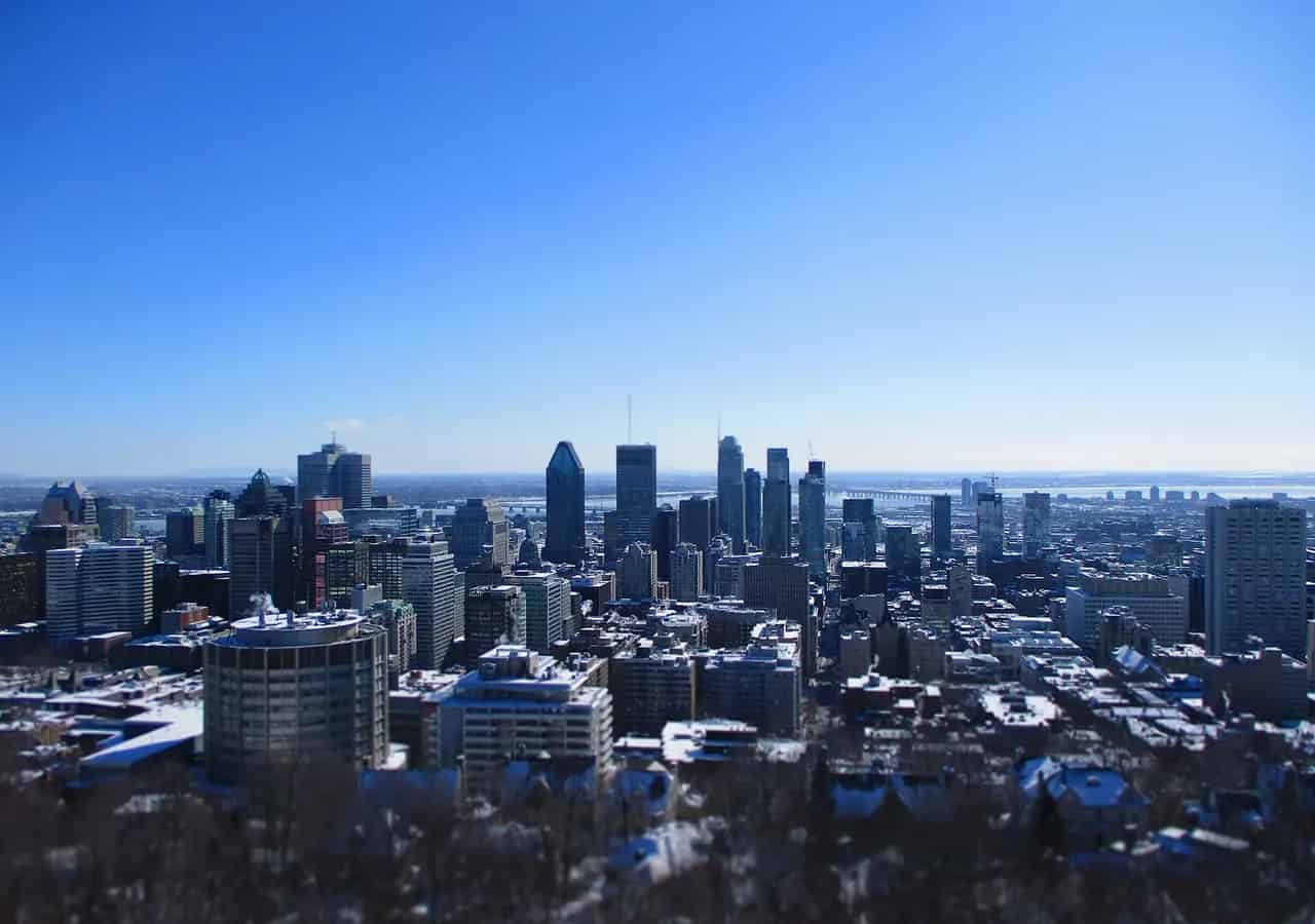 Montreal skyline seen from Mount Royal. Location context only; this is not a portrait of Camille Hoang.