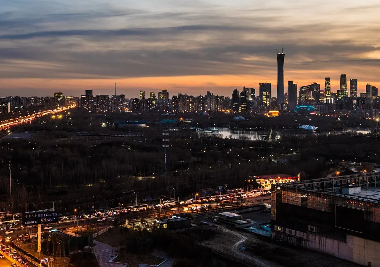 City skyline in Beijing. Location context only; this is not a photograph of Yonghe Temple (Lama Temple).